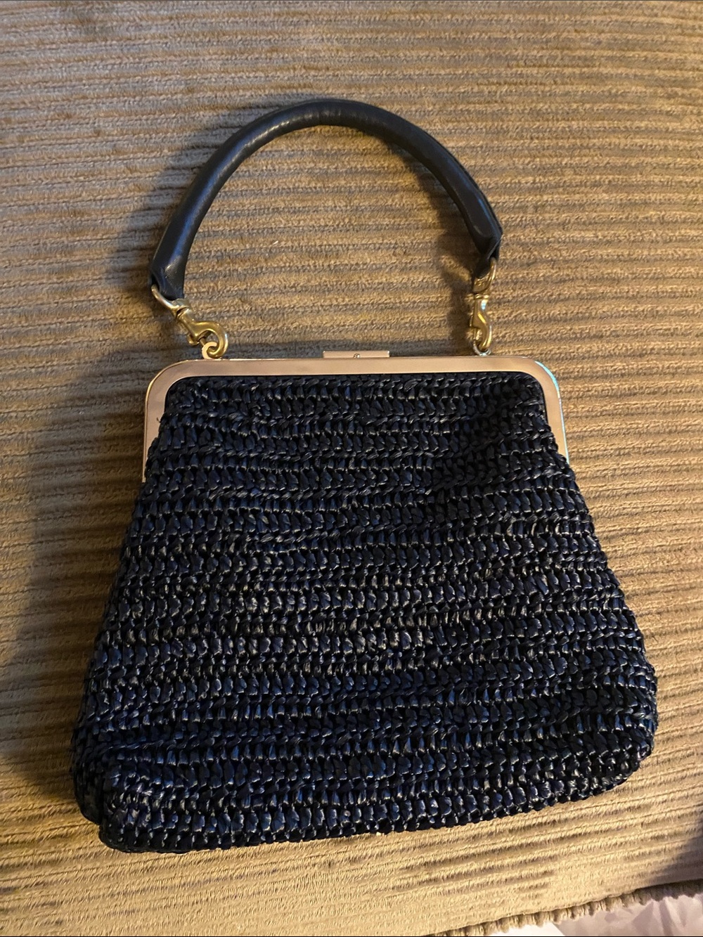 Clare V black Woven Frame Top-Handle Clutch